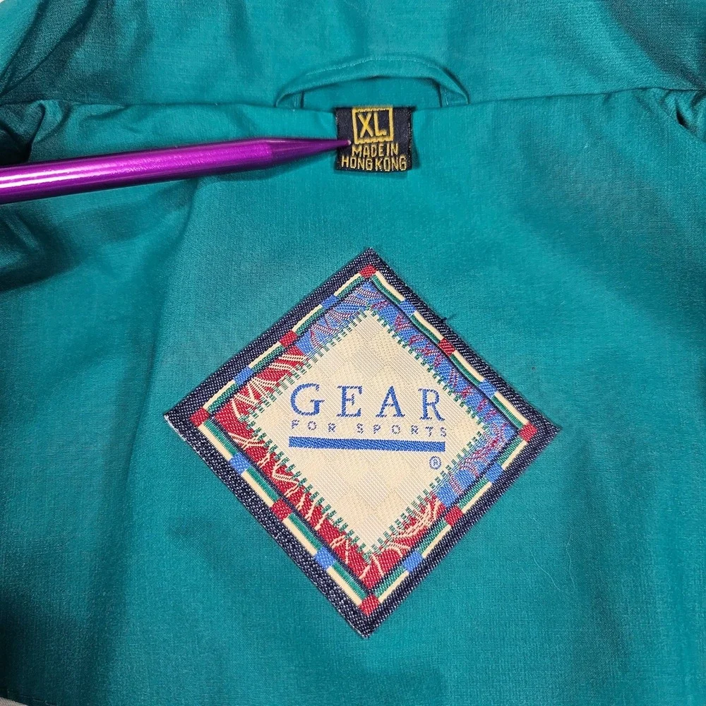 Vintage GEAR for SPORTS CNN Logo Bomber Jacket Navy Teal XL‎ Made in Hong Kong